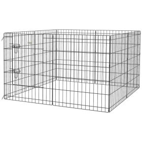 30inch Foldable Metal Exercise Pet Playpen Yard Dog Puppy Kennel Cage 8 Panel (Option: Black)