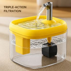 2.5L Pet Water Fountain, Automatic Circulating Cat Water Dispenser With Transparent Water Tank, Quiet Drinking Water Bowl For Cats And Small Dogs (Option: Yellow)