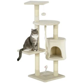 46" Scratching Cat Tree Multi Level Activity Center Kitty Condo Furniture Post Beige (Option: Beige)