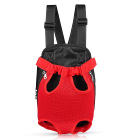 Dog Carrier Backpack Legs Out Front Pet Backpack Carrier Travel Bag Adjustable Shoulder Straps for Hiking Camping Shopping Biking (Size/Color: S, Option: Red)