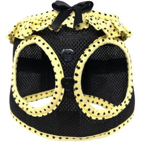 American River Choke Free Dog Harness (Color: Yellow and Black Polka Dot Ruffle, size: X-Large)