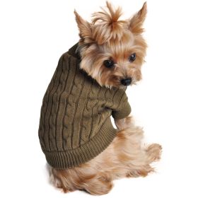 Dog Cable Knit 100% Cotton Sweater Herb Green (size: X-Large)