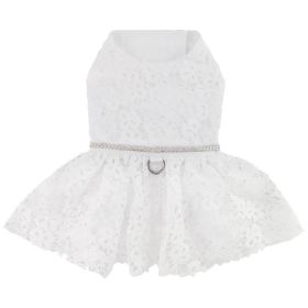 White Lace Dog Wedding Dress with Matching Leash (size: X-Large)