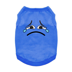Sad Face Dog Shirt (Color: Nautical Blue, size: large)