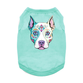 Sugar Skull Dog Shirt (Color: Teal, size: large)