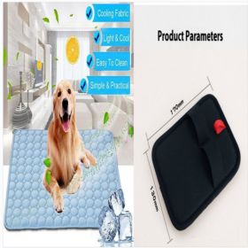 Pet Dog Cat Ice Silk Cold Nest Pad For Cooling In Summer (Option: Blue set-102x70cm)