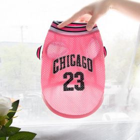 Pet Clothes Basketball Vest Large Mesh Summer Dog Clothes (Option: Basketball Wear No 23 Pink-XL)
